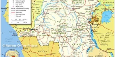Mapa de la república democrática del congo